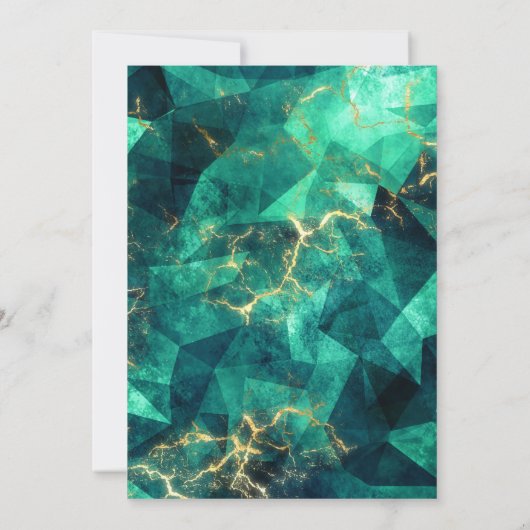 Emerald Groen Goud Edelsteen Moslim Bruiloft Kaart (Achterkant)