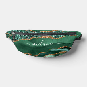 Emerald Groen Goud Glitter Custom Name Fanny Pack Heuptasje