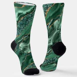 Emerald Groen Goud Glitter Marmeren Sparkle Sokken