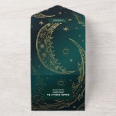 Emerald Groen Goud Hemelse Bruiloft All In One Uitnodiging (Buitenkant)