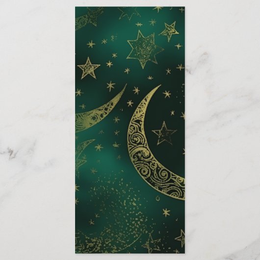 Emerald Groen Goud Hemelse Bruiloft Menu (Achterkant)