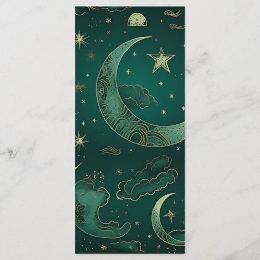 Emerald Groen Goud Hemelse Bruiloft Menu (Achterkant)