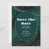 Emerald Groen Goud Hemelse Bruiloft Save The Date (Voorkant)