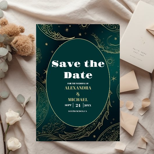Emerald Groen Goud Hemelse Bruiloft Save The Date