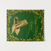 Emerald Groen Goud Hoge Hak Verjaardag M Achtergro Wandkleed (Voorkant (horizontaal))