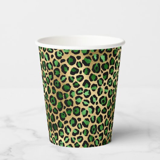 Emerald groen goud luipaard partij papieren bekers (Achterkant)