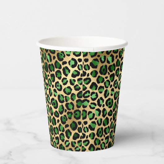 Emerald groen goud luipaard partij papieren bekers (Rechts)