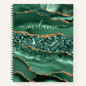 Emerald Groen Goud Marmer Custom Name Notitieboek (Voorkant)