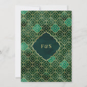 Emerald Groen Goud Marokkaanse Boog Moslim Bruilof Kaart (Achterkant)
