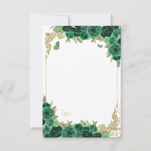 Emerald Groen Goud Prinses Quinceañera Verjaardag Save The Date (Achterkant)