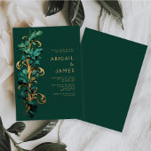 Emerald Groen Goud Rococo Foliage Bruiloft Kaart