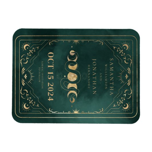 Emerald Groen Goud Tarot Celestial Save the Date Magneet (Horizontaal)