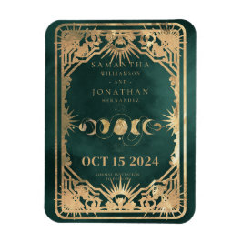 Emerald Groen Goud Tarot Celestial Save the Date Magneet