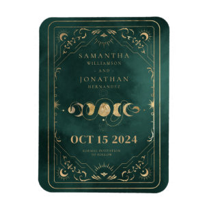 Emerald Groen Goud Tarot Celestial Save the Date Magneet