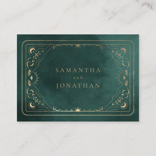 Emerald Groen Goud Tarot Hemelse bruiloft Details Informatiekaartje (Achterkant)