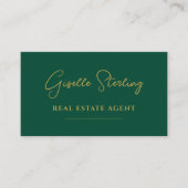Emerald Groen & Goud Vastgoedmakelaar QR Code Visitekaartje (Voorkant)