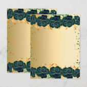 Emerald groen gouden bloemen partij briefpapier ka save the date (Voorkant / Achterkant)