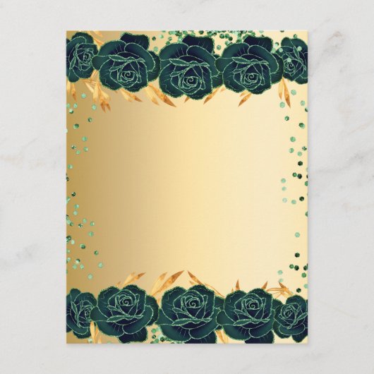 Emerald groen gouden bloemen partij briefpapier ka save the date (Voorkant)