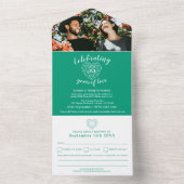 Emerald groen hart 55e trouwdag RSVP All In One Uitnodiging (Binnen)