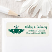 Emerald Groen Keltisch Claddagh trouwadres Etiket (Insitu)