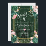 Emerald Groen Lief 16 Meisje Bloemen Verjaardagsfe Kaart<br><div class="desc">Smaragdgroen Lief 16 Meisje Bloemen Verjaardagsfeestuitnodiging Mis Quince 15 Anos,  16e Verjaardag.</div>