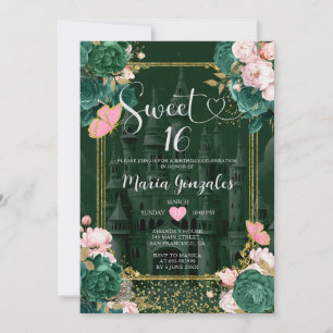 Emerald Groen Lief 16 Meisje Bloemen Verjaardagsfe Kaart