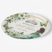 Emerald Groen Meisje Prinses Tiara Bloemen Zoet 16 Papieren Bordje (Gekanteld)