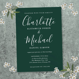 Emerald Groen Minimalistisch Script Bruiloft Kaart