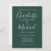 Emerald Groen Minimalistisch Script Bruiloft Kaart (Voorkant)