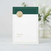 Emerald groen minimalistische moderne bruiloft bed bedankkaart (Staand voorkant)