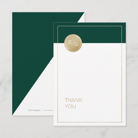 Emerald groen minimalistische moderne bruiloft bed bedankkaart (Voorkant / Achterkant)