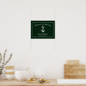 Emerald Groen Nautisch Anker Bruiloft Poster (Keuken)