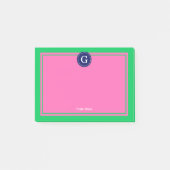 Emerald Groen Navy Hot Roze Ingelijste 1I Monogram Post-it® Notes (Voorkant)