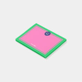 Emerald Groen Navy Hot Roze Ingelijste 1I Monogram Post-it® Notes (Schuin)