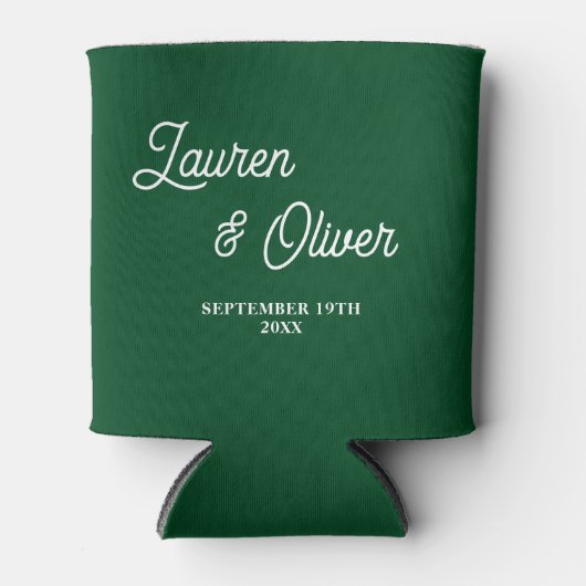 Emerald Groen Script Minimalistische bruiloft Blikjeskoeler (Voorkant)