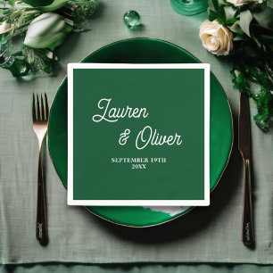Emerald Groen Script Minimalistische bruiloft Servet