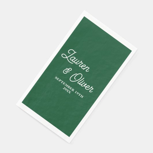 Emerald Groen Script Minimalistische bruiloft Servet (Hoek)