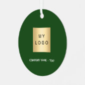 Emerald groen wit bedrijf logo metalen ornament (Voorkant links)