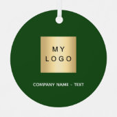 Emerald groen wit bedrijf logo metalen ornament (Voorkant)