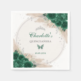 Emerald Groen Zilver Quinceanera Miss Quince 15 Servet