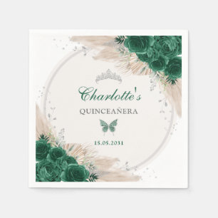 Emerald Groen Zilver Quinceanera Miss Quince 15 Servet
