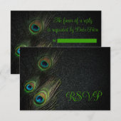 Emerald Groen Zwart Goud Peacock Bruiloft Kaart (Voorkant / Achterkant)