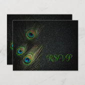 Emerald Groen Zwart Goud Peacock Bruiloft Kaart (Voorkant / Achterkant)