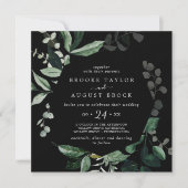 Emerald Groen | Zwarte Vierkante Trouw Kaart (Voorkant)