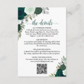 Emerald Groene Boho Rozen Trouwdetails QR-code Informatiekaartje (Voorkant)