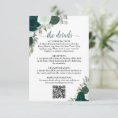 Emerald Groene Boho Rozen Trouwdetails QR-code Informatiekaartje (Staand voorkant)