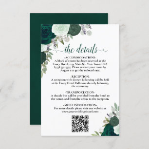 Emerald Groene Boho Rozen Trouwdetails QR-code Informatiekaartje