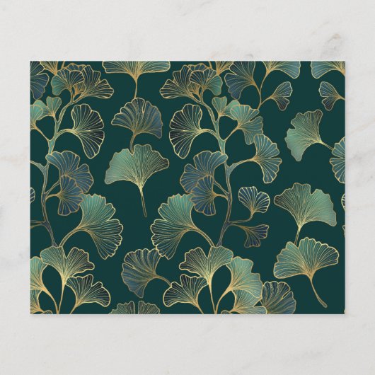 Emerald groene ginkgo budget bruiloft reactie RSVP (Achterkant)