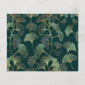 Emerald groene ginkgo budget bruiloft reactie RSVP Flyer (Achterkant)