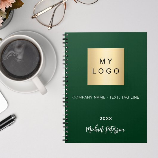 Emerald groene naam script bedrijfslogo notitieboek